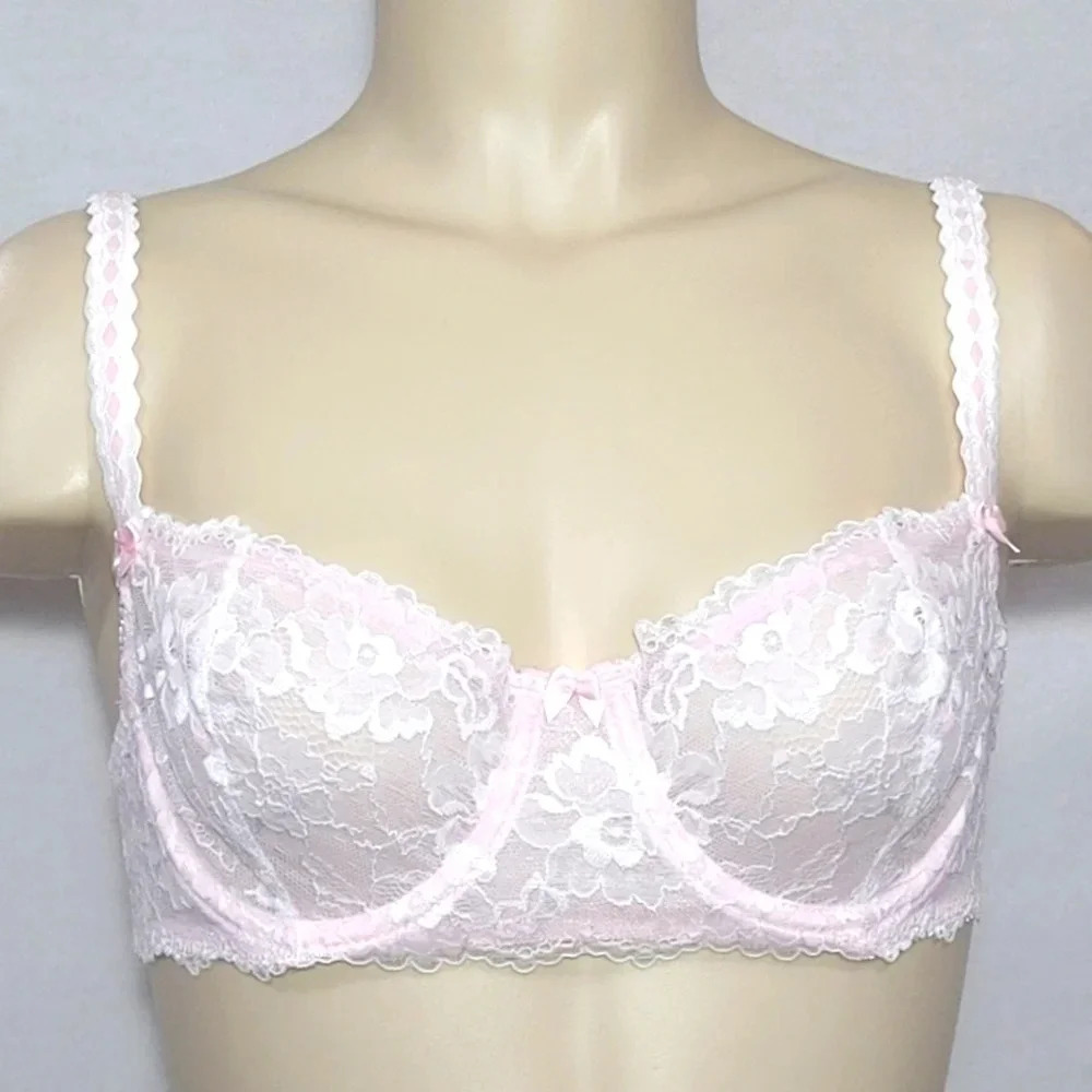 36C Felina 5894 Harlow Sheer Lace Full Bust Underwire Bra Pink NWT